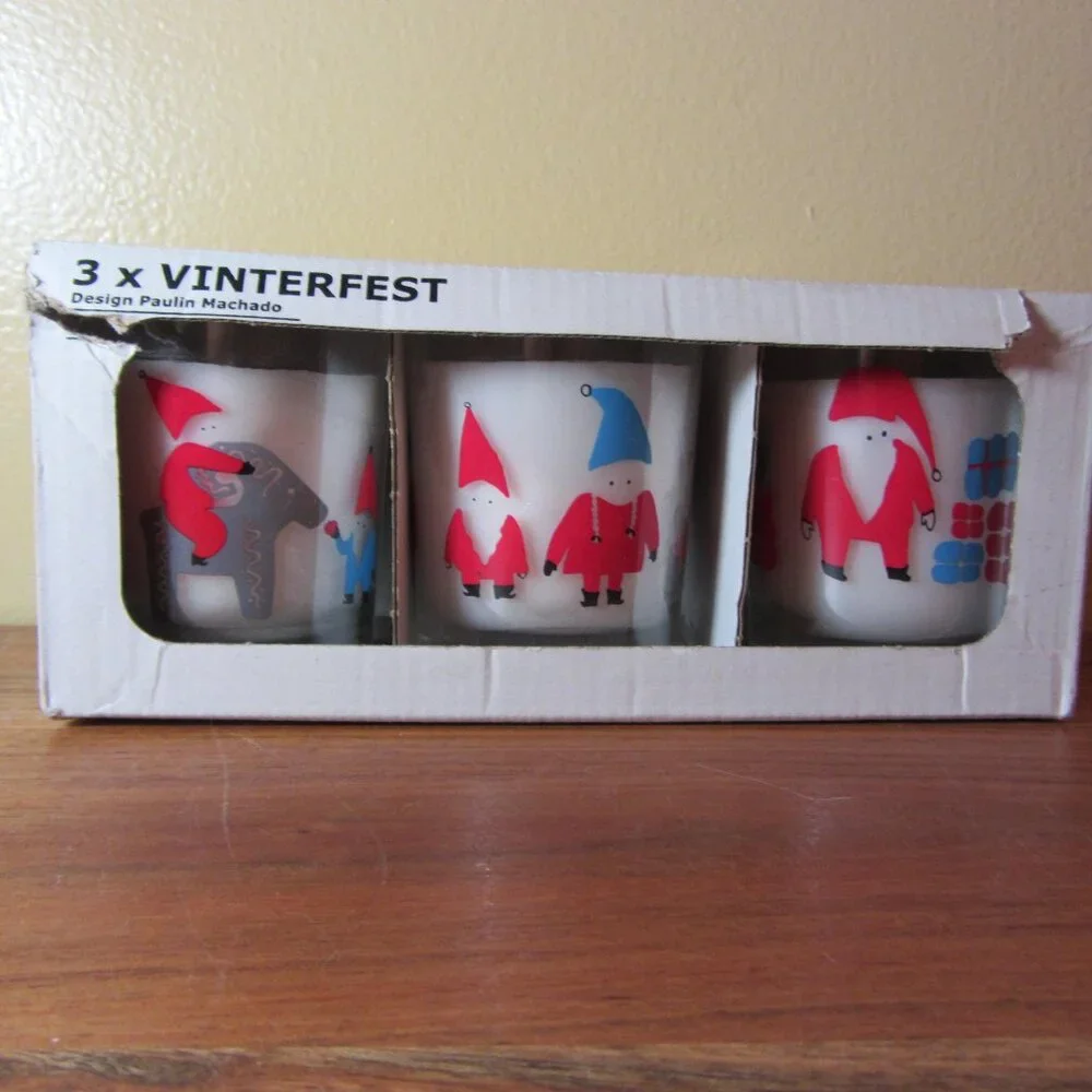 ikea vinterfest set of three scandi gnome candles NIB UNUSED(w3945)